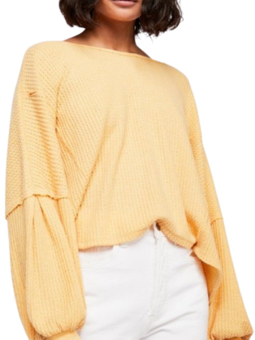 Free People We The Free Love Me Open Back Waffle Knit Thermal Top
